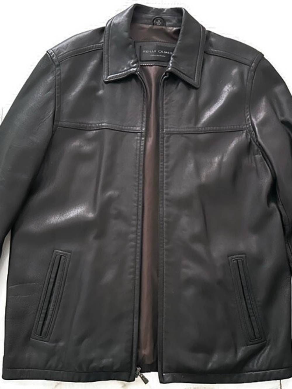 Vintage Men's Black Lambskin Leather Zip-Front Bomber Jacket